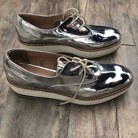zara silver platform sneakers